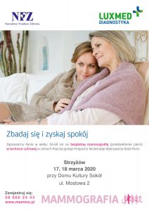 Bezpłatne badania mammograficzne dla kobiet w marcu – ODWOŁANE